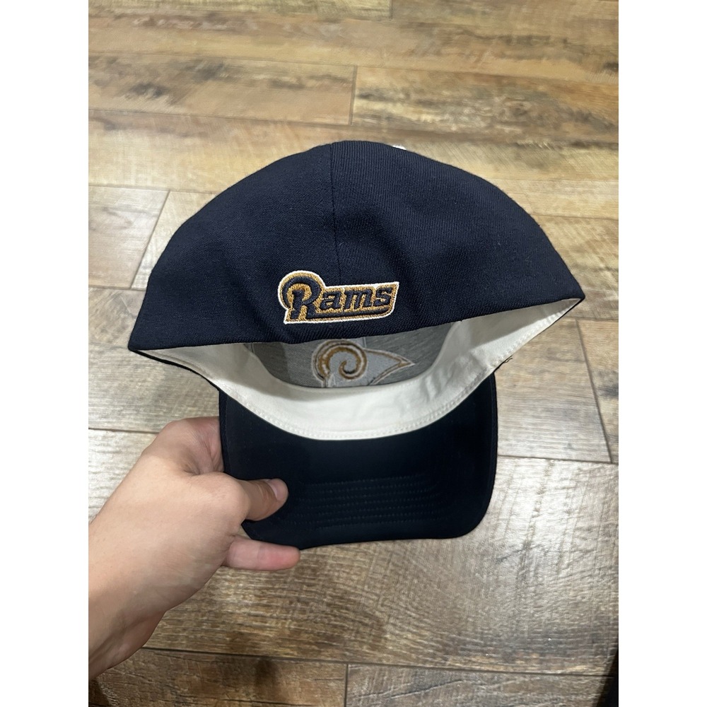 Vintage 90s St. Louis Rams Hat TWINS Enterprise Navy Blue Fitted‎ Cap M/L NFL - Picture 3 of 6